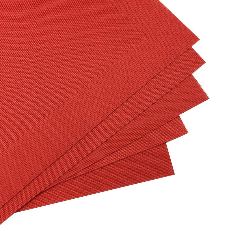 Gugrida Vinyl Red Placemats Heat Resistant Dining Table Mats Non-Slip Washable Place Mats Set of 6 ï¼ˆRedï¼‰ - Image 4